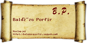 Balázs Porfir névjegykártya